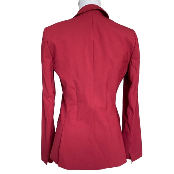 Theory Wool Blazer 4 Gabrielle Tailor Jacket Burgundy Red Single Button Plunging - Picture 6 of 16
